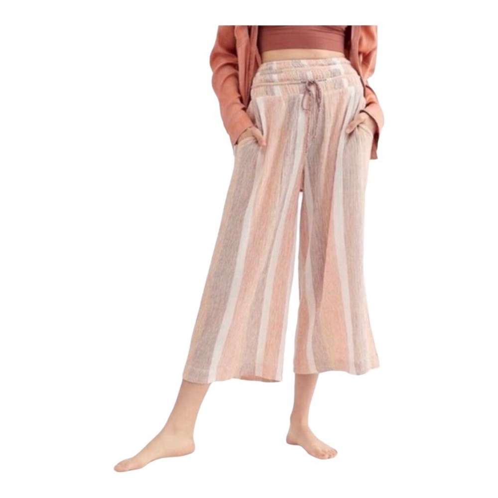 Free People Hamilton Cropped Wide Leg Striped Palazzo Pants Size XS
